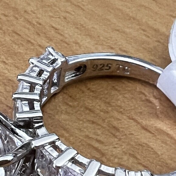 925‎ Sterling Silver | CZ Luxury Solitaire Ring Women's Size 8 Rhodium Finish - Picture 8 of 17